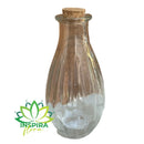 Vaso Garrafa De Vidro C/Pluma Pampas + Tampa Cortiça Rolha