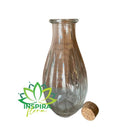 Vaso Garrafa De Vidro C/Pluma Pampas + Tampa Cortiça Rolha