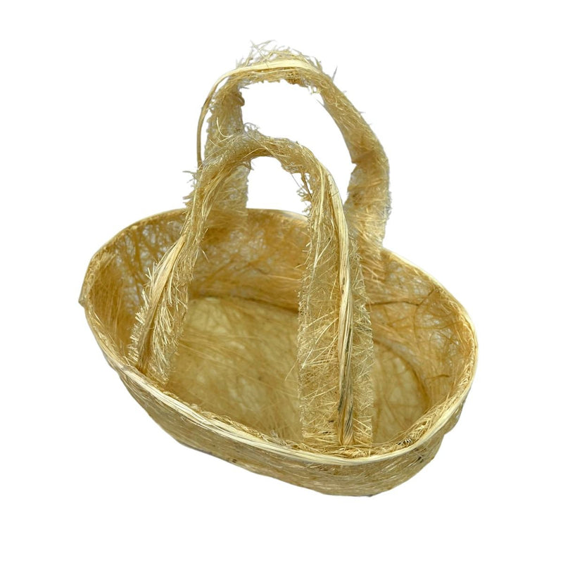 Cesta Bolsa De Sisal Natural Média Oval Páscoa 08x10x19cm