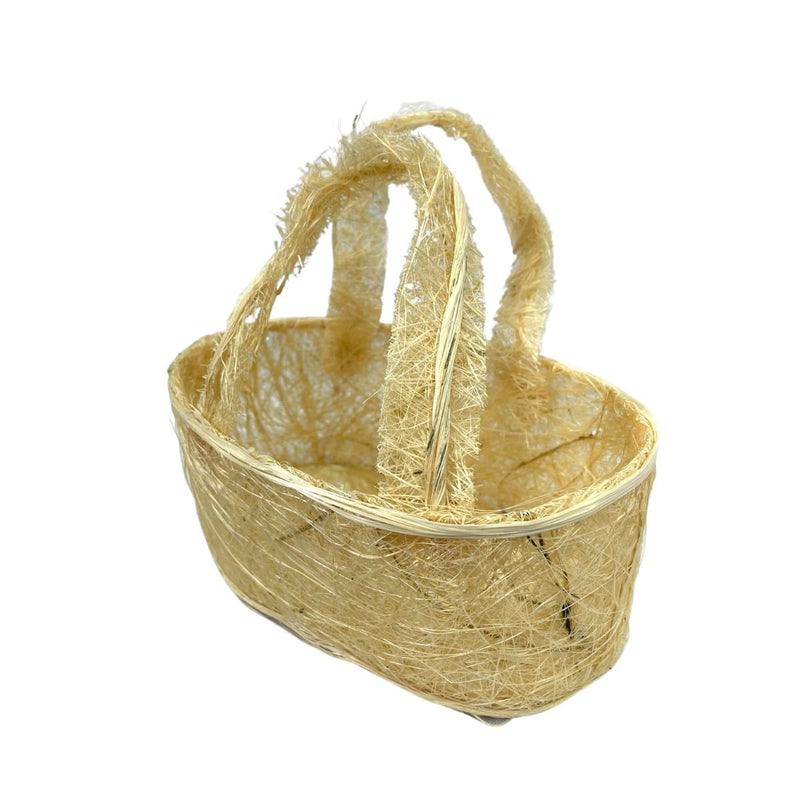 Cesta Bolsa De Sisal Natural Média Oval Páscoa 08x10x19cm