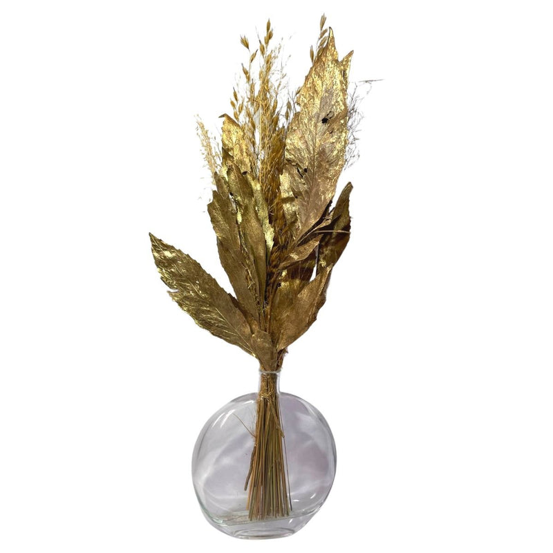 Arranjo Floral Dourado Desidratado Decoração Presente