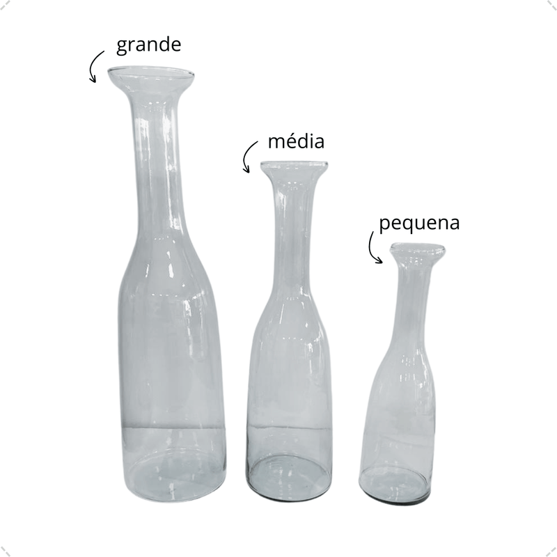 Trio Garrafas Vidro Elegante Pequena Média e Grande Chique Decoração Sala Pinterest Sala