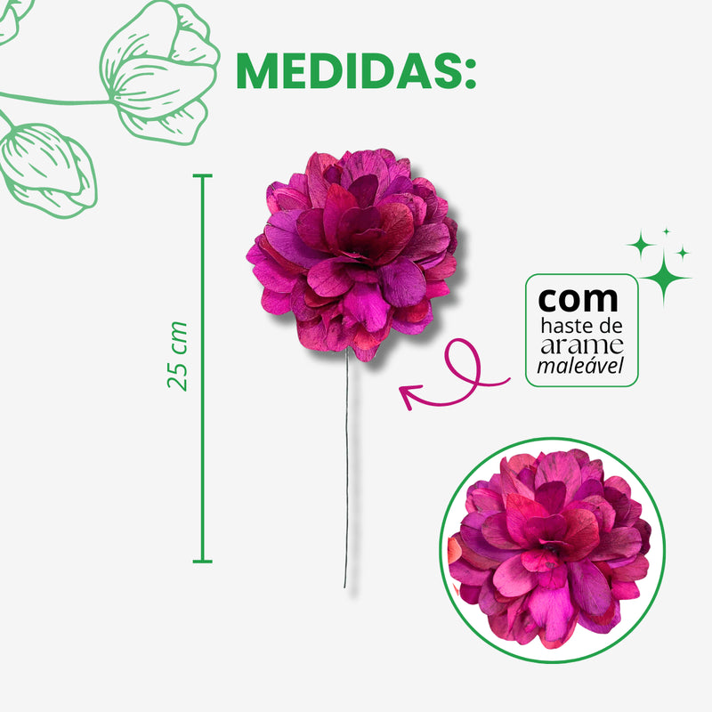 Flor De Folha No Galho Arame Dobrável Pink Cores Variadas Seco Arranjo