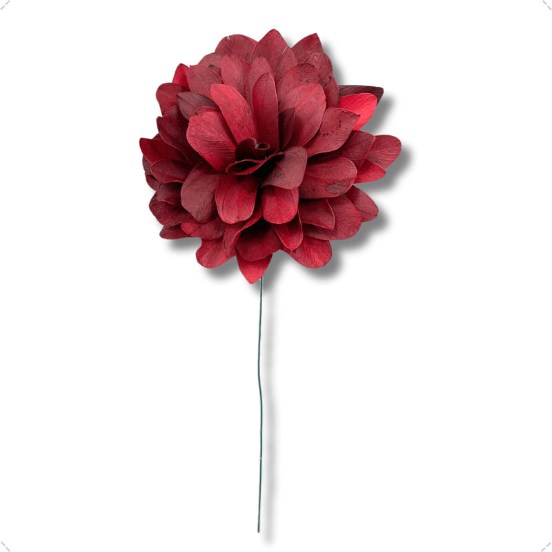 1 Flor de Folha Quina Com Arame Dobrável Desidratada - Vermelho