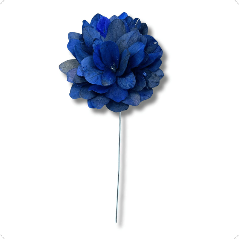 1 Flor de Folha Quina Com Arame Dobrável Desidratada - Azul