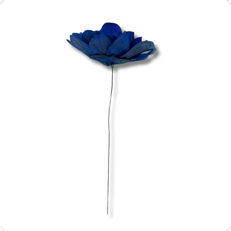 1 Flor de Folha Quina Com Arame Dobrável Desidratada - Azul