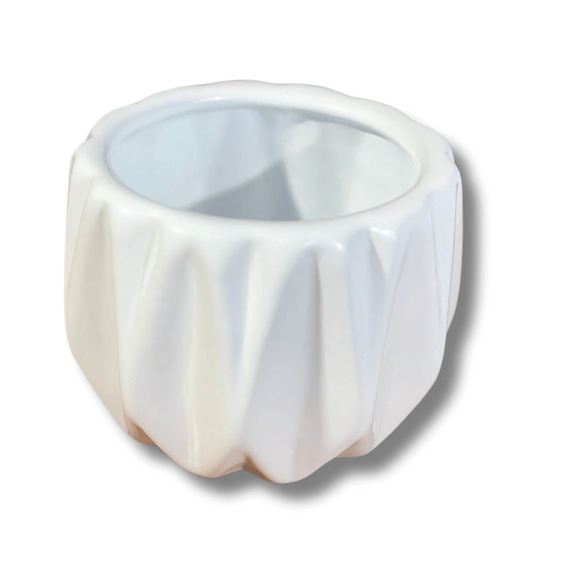 Mini Vaso De Cerâmica Branco Diamond P Suculenta Pote 6