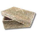 Caixa Baú De Taboa Com Tampa Madeira Revestido Palha Taboa