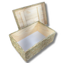 Caixa Baú De Taboa Com Tampa Madeira Revestido Palha Taboa