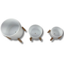 Tripé De Madeira Com Vasos Cerâmica Branco Cilíndrico P M G