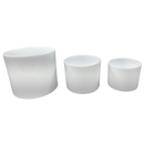 Trio De Vasos Cerâmica Cilíndrico Branco P M G Para Plantas