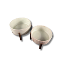 Vaso Bacia De Cerâmica Menta Marmorizado 21cm Tripé Madeira