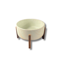 Vaso Bacia De Cerâmica Menta Marmorizado 21cm Tripé Madeira