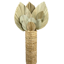 Arranjo Vaso Madeira Com Trança Taboa E Folhas de Latanias Desidratada Natural Premium