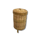 Cesto De Bambu Redondo Com Tampa Com Pé Decoração Roupa 70cm