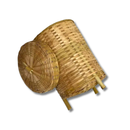 Cesto De Bambu Redondo Com Tampa Com Pé Decoração Roupa 60cm