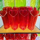 Vaso De Vidro Coração Vermelho 22cm Romântico Flores Quarto