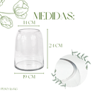 Vaso De Vidro Transparente Formato Barril 24cm Arranjo Flora